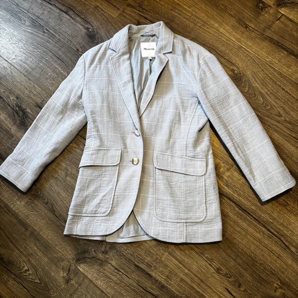 Madewell Jackets & Blazers - Madewell Light Blue Plaid Blazer